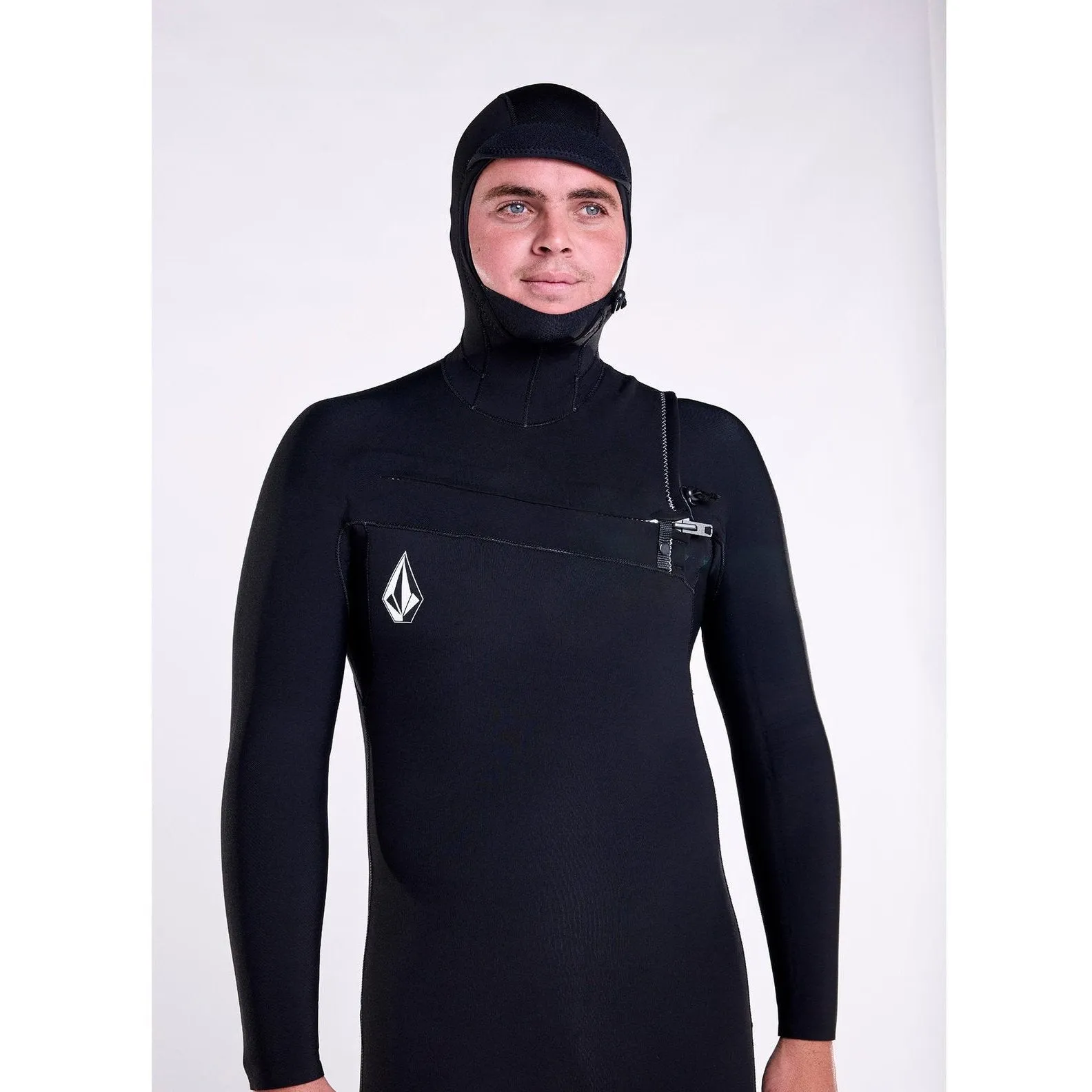 Volcom Modulator 5/4/3 Mens Hooded Chest Zip Wetsuit - Black
