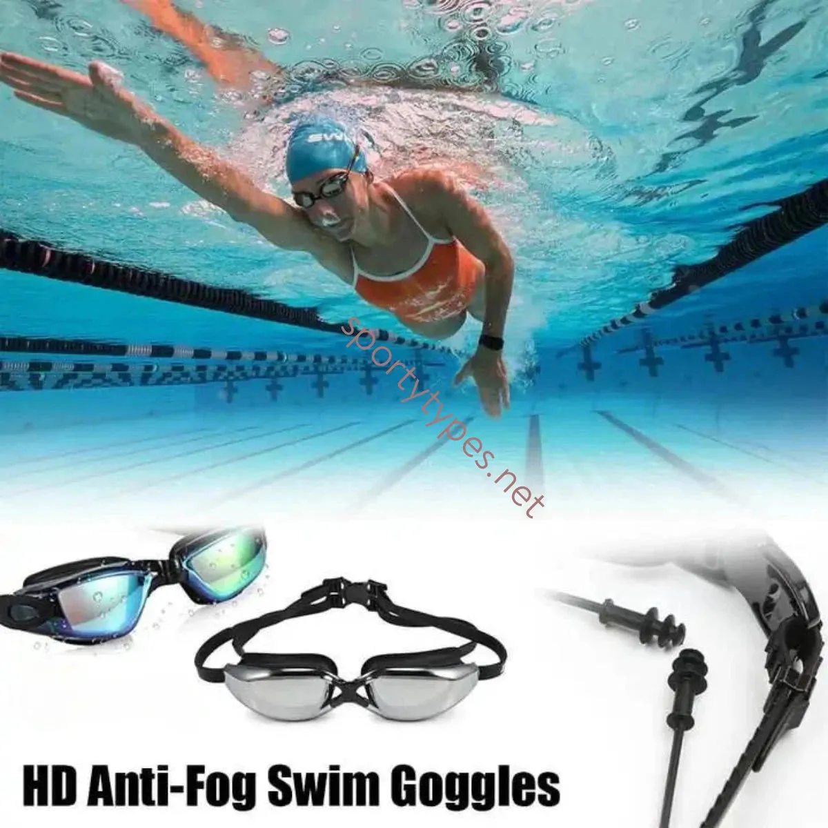 White Elite Professional HD Anti-Fog Swim Goggles