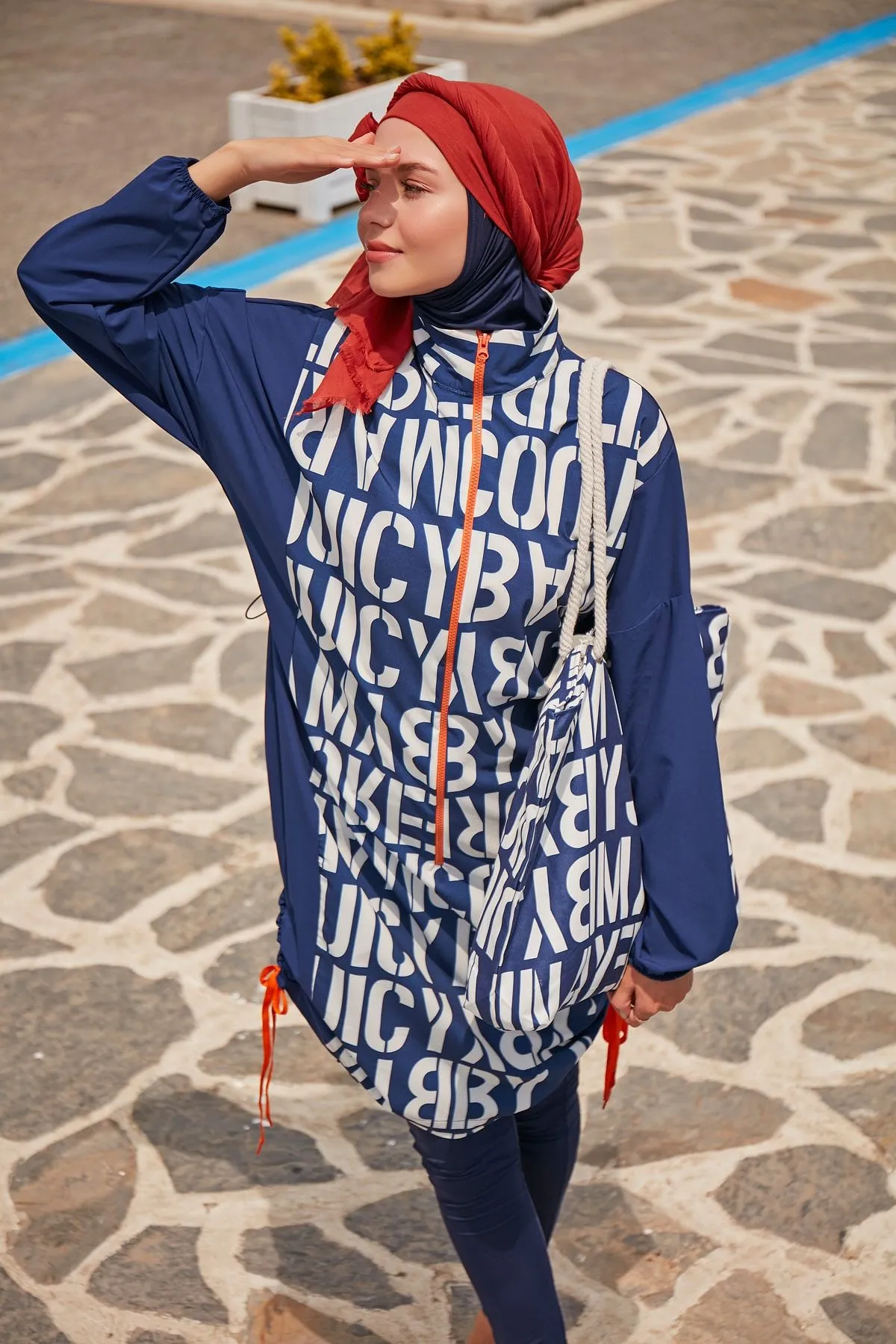 Woven Navy Burkini Modest Swimwear M2301-1
